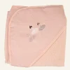 Badhandduk med huva rosa - 75x75 cm