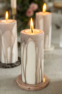 Blockljus beige - 6,8x15 cm