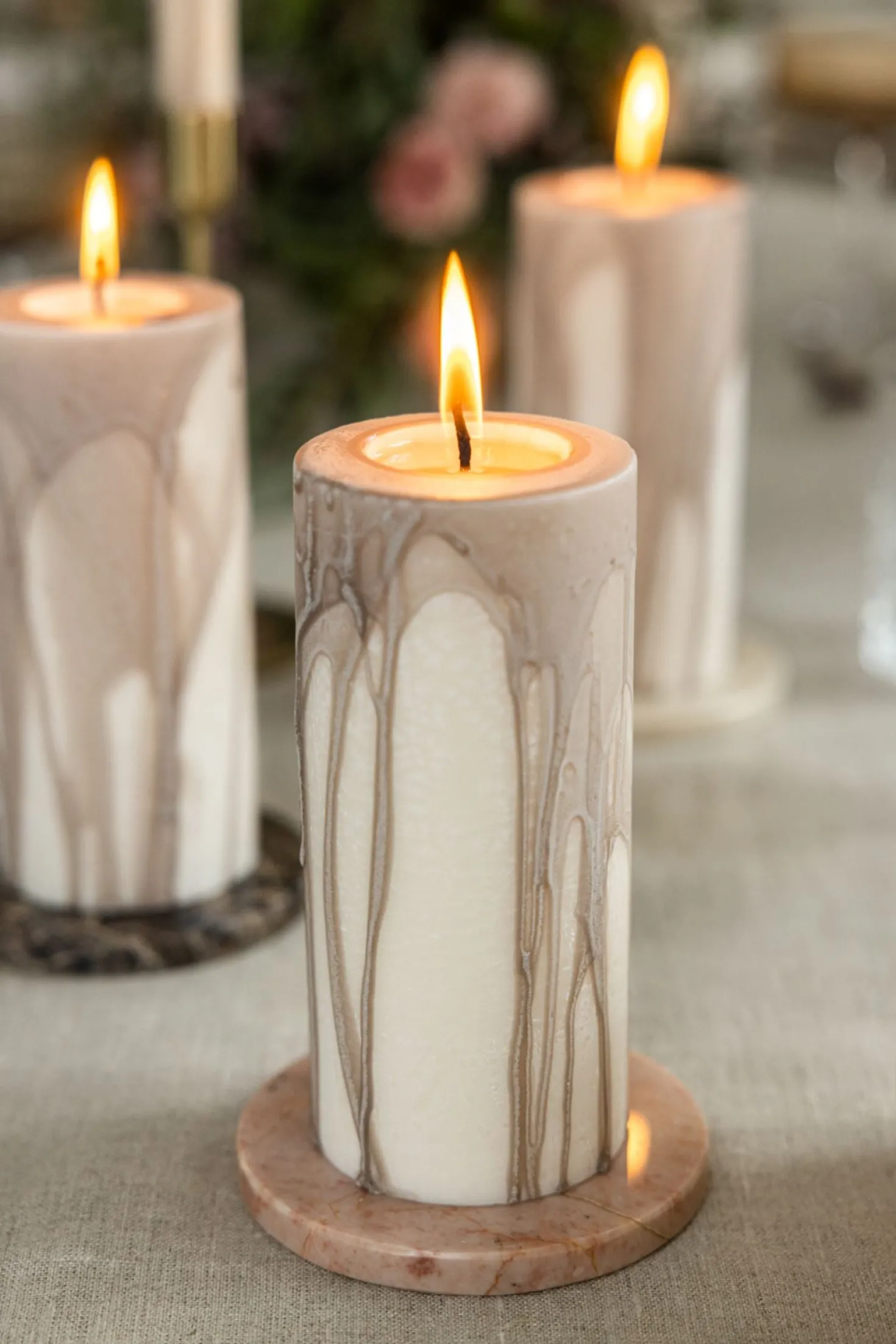 Blockljus beige - 6,8x15 cm