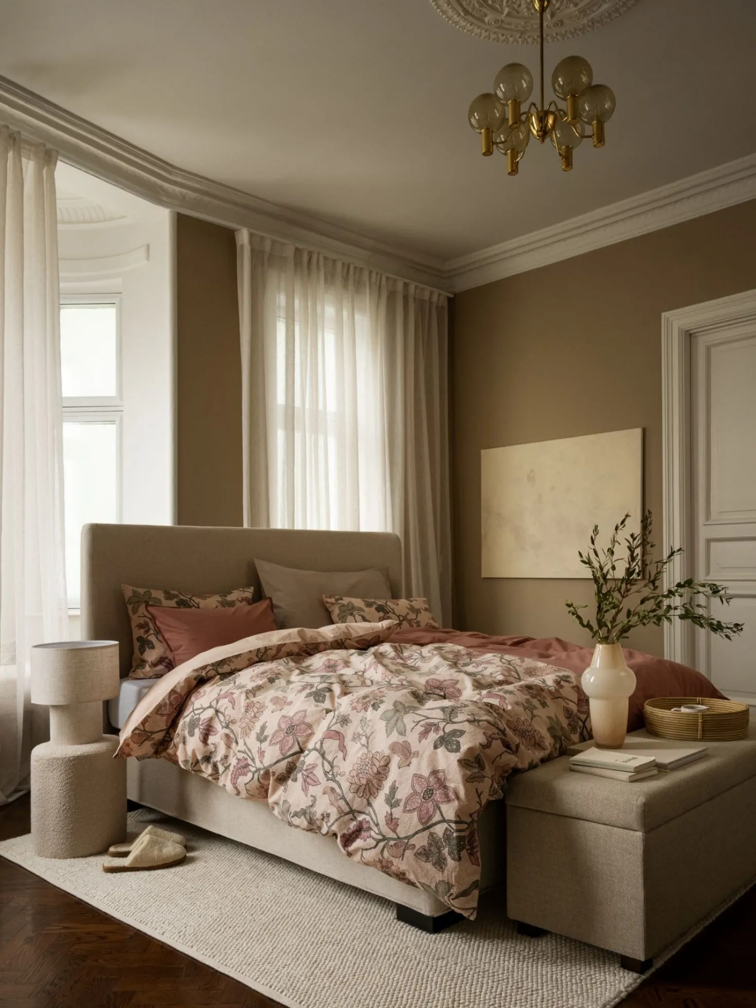 Bordslampa beige - 32x32x38 cm