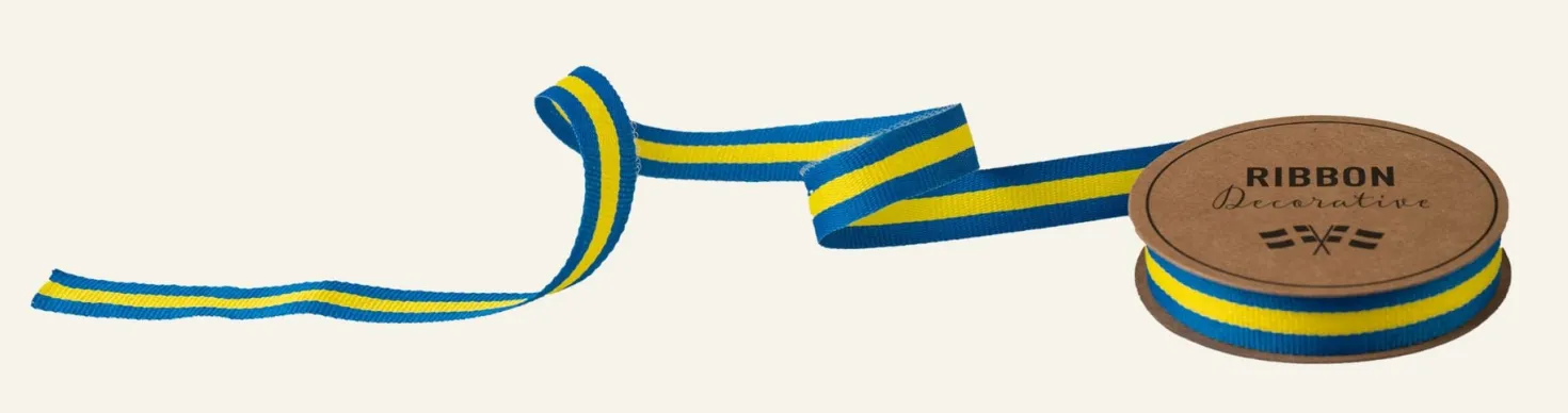Dekorationsband multi/blå - 1,5cm x 3m