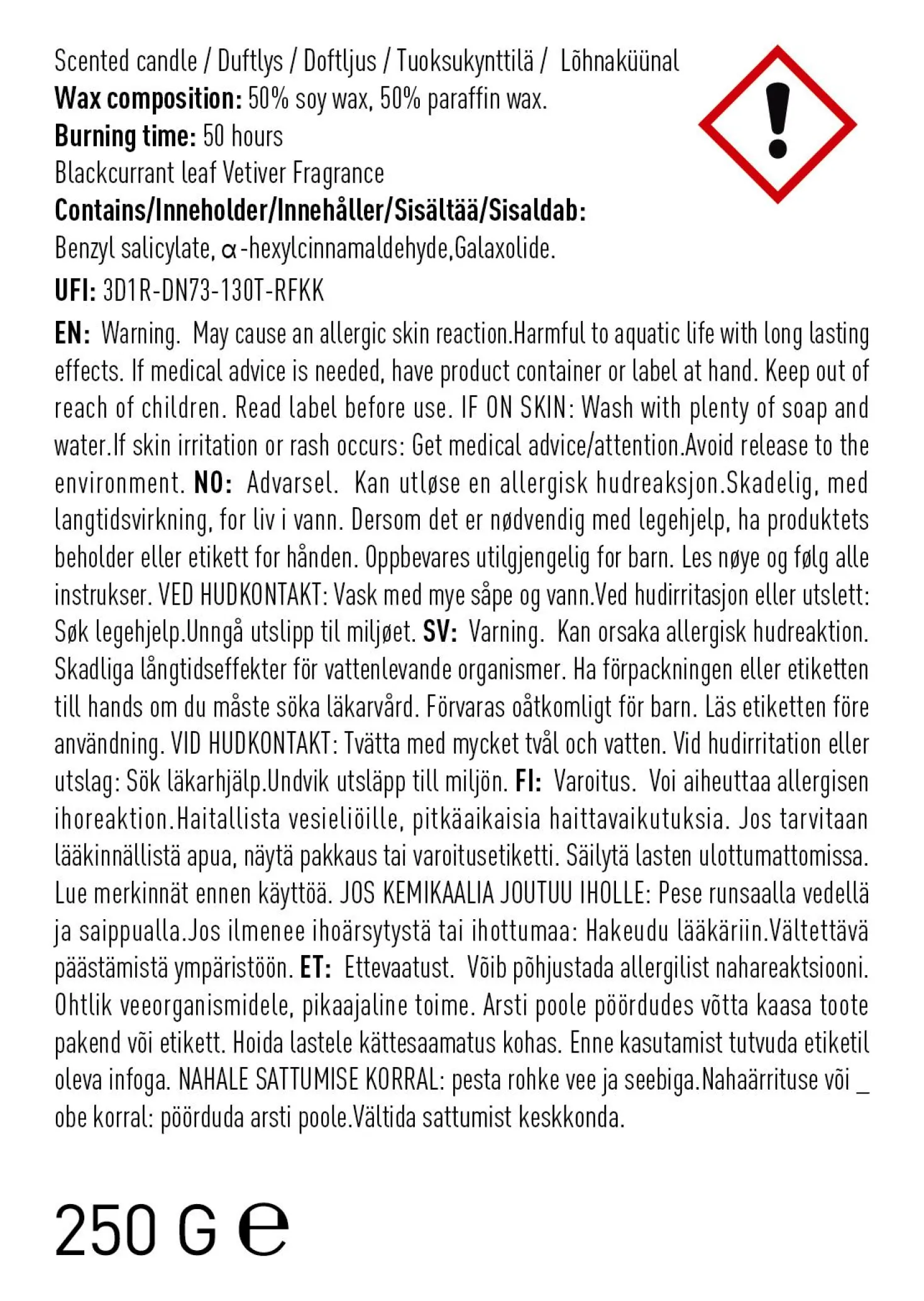 Doftljus ljusblå - 250 g