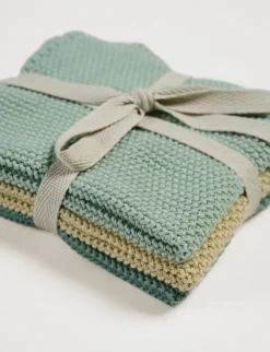 Handduk, 3-pack grön - 26x26 cm