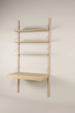 Hyllsystem skrivbordsskiva med låda natur - 100x60x2 cm