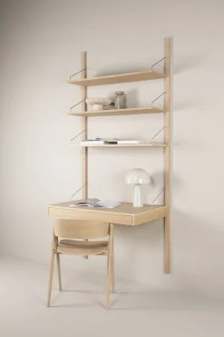 Hyllsystem skrivbordsskiva med låda natur - 100x60x2 cm