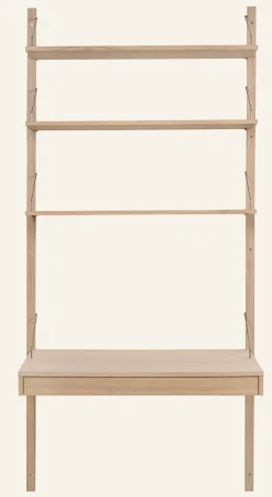 Hyllsystem skrivbordsskiva med låda natur - 100x60x2 cm