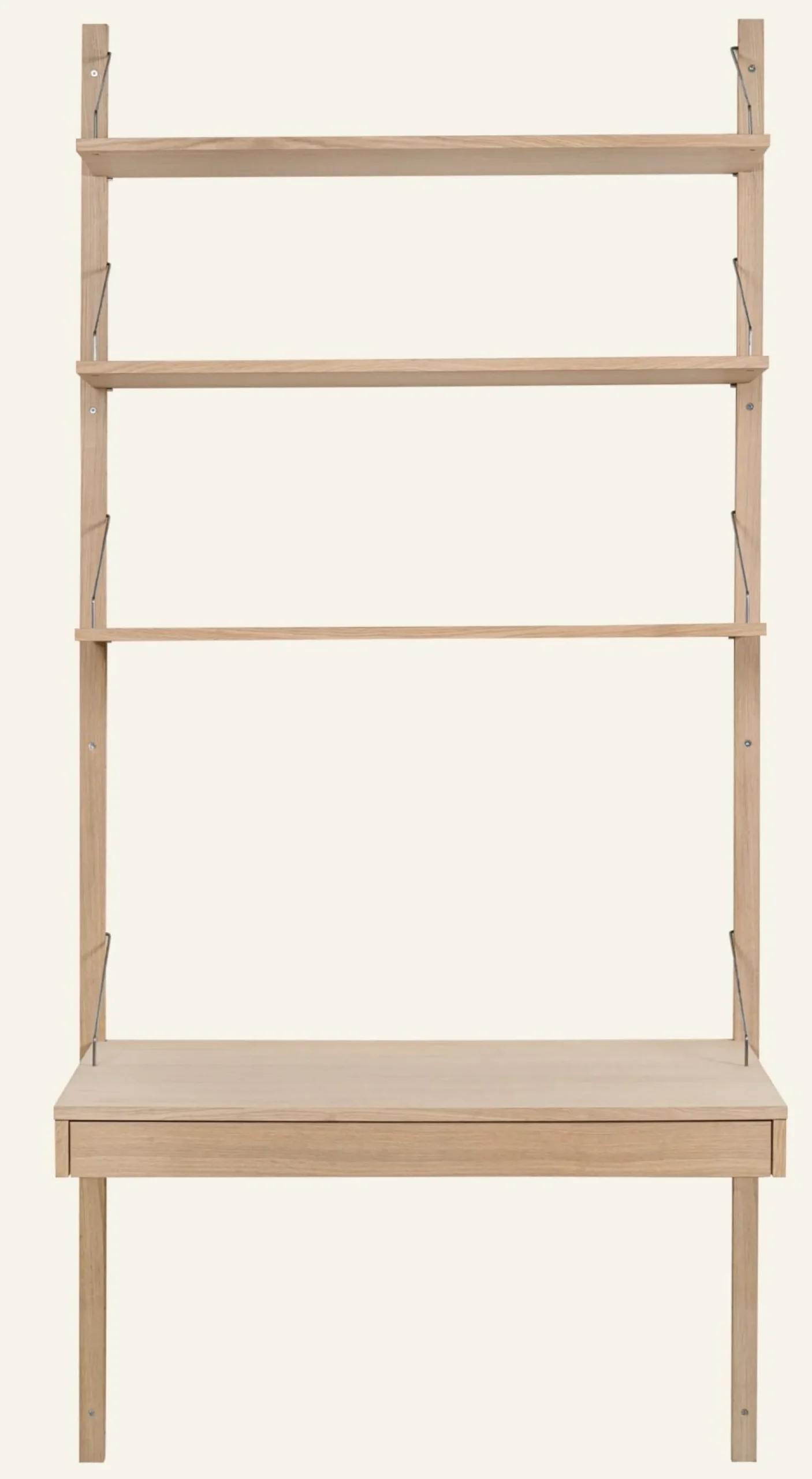 Hyllsystem skrivbordsskiva med låda natur - 100x60x2 cm