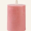 Led-blockljus gammelrosa - 7,5x7,5x10 cm