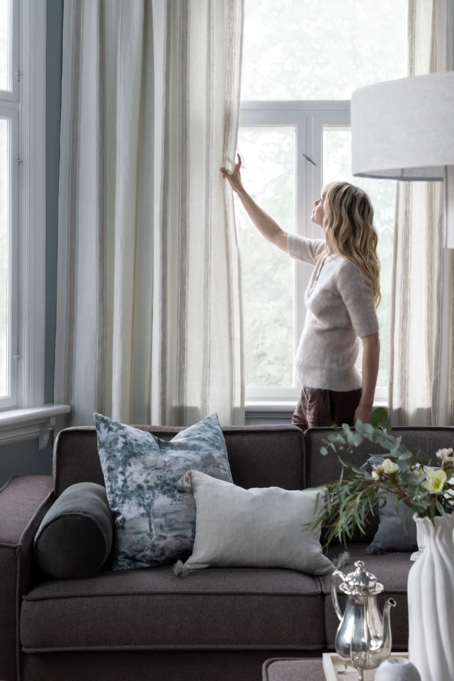 Linnegardin multi/vit - 138x250 cm