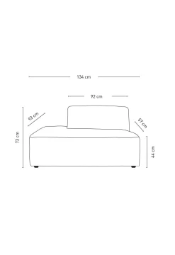Modul öppen ände vänster grå - 134x93x73 cm