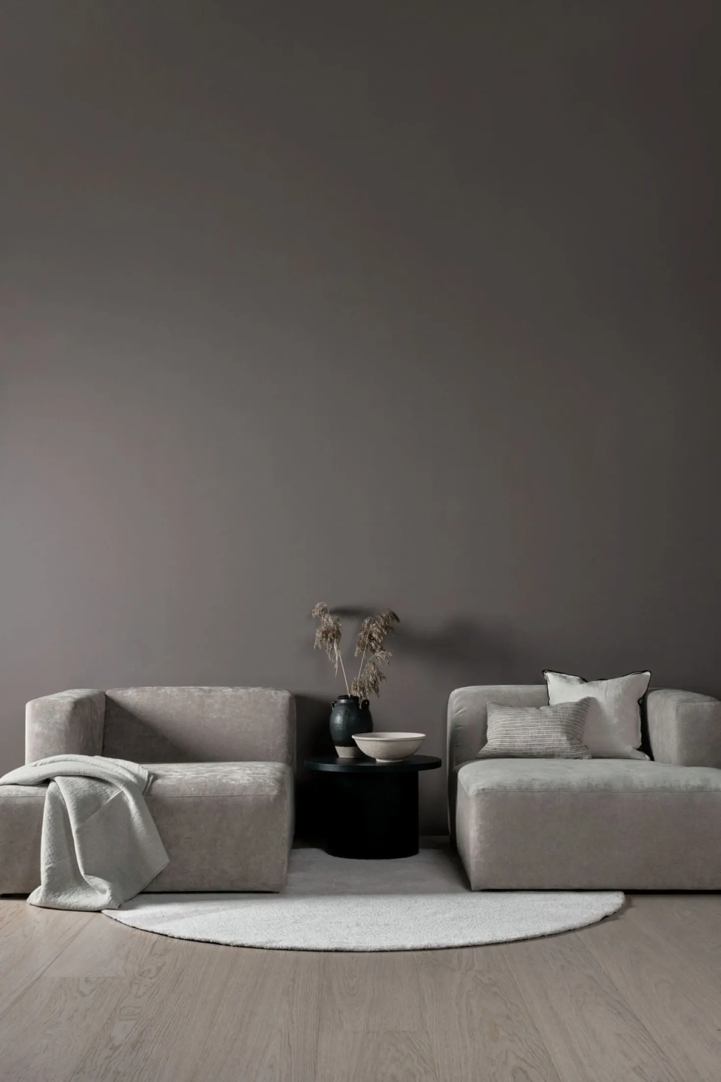 Modul schäslong höger grå - 114x154x73 cm