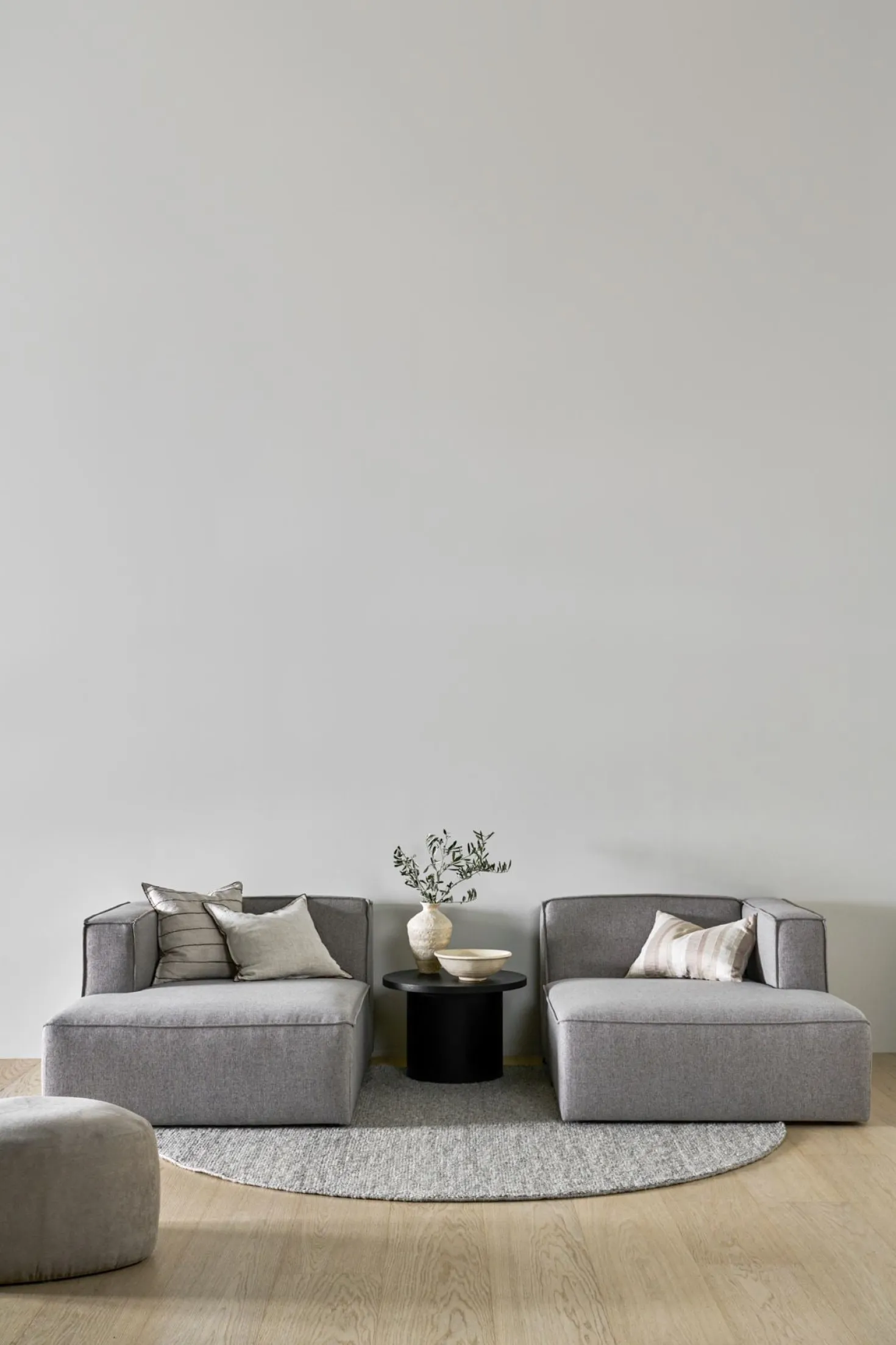 Modul schäslong höger grå - 154x114x73 cm