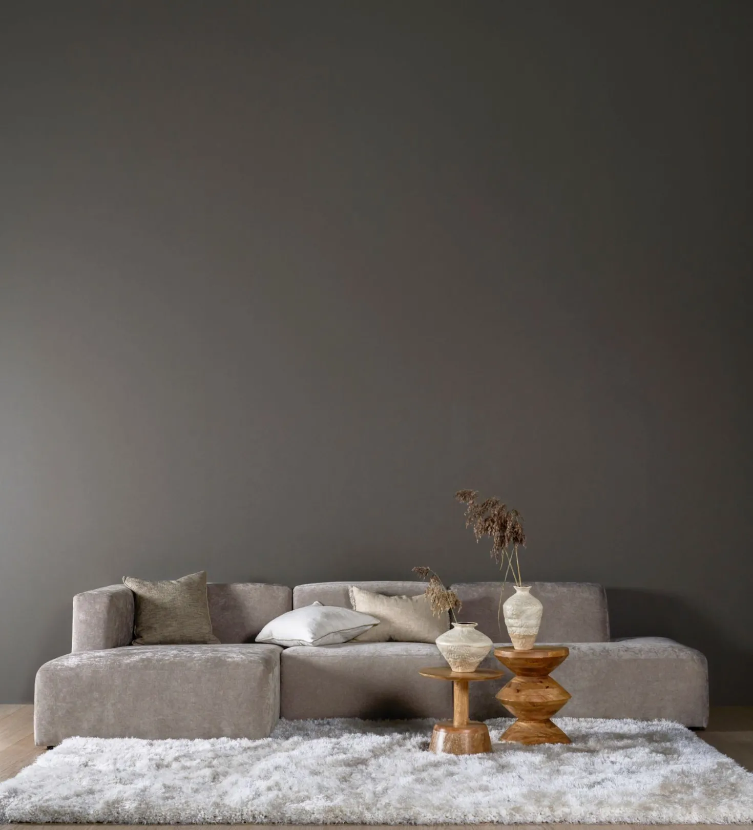 Modul schäslong vänster grå - 114x154x73 cm