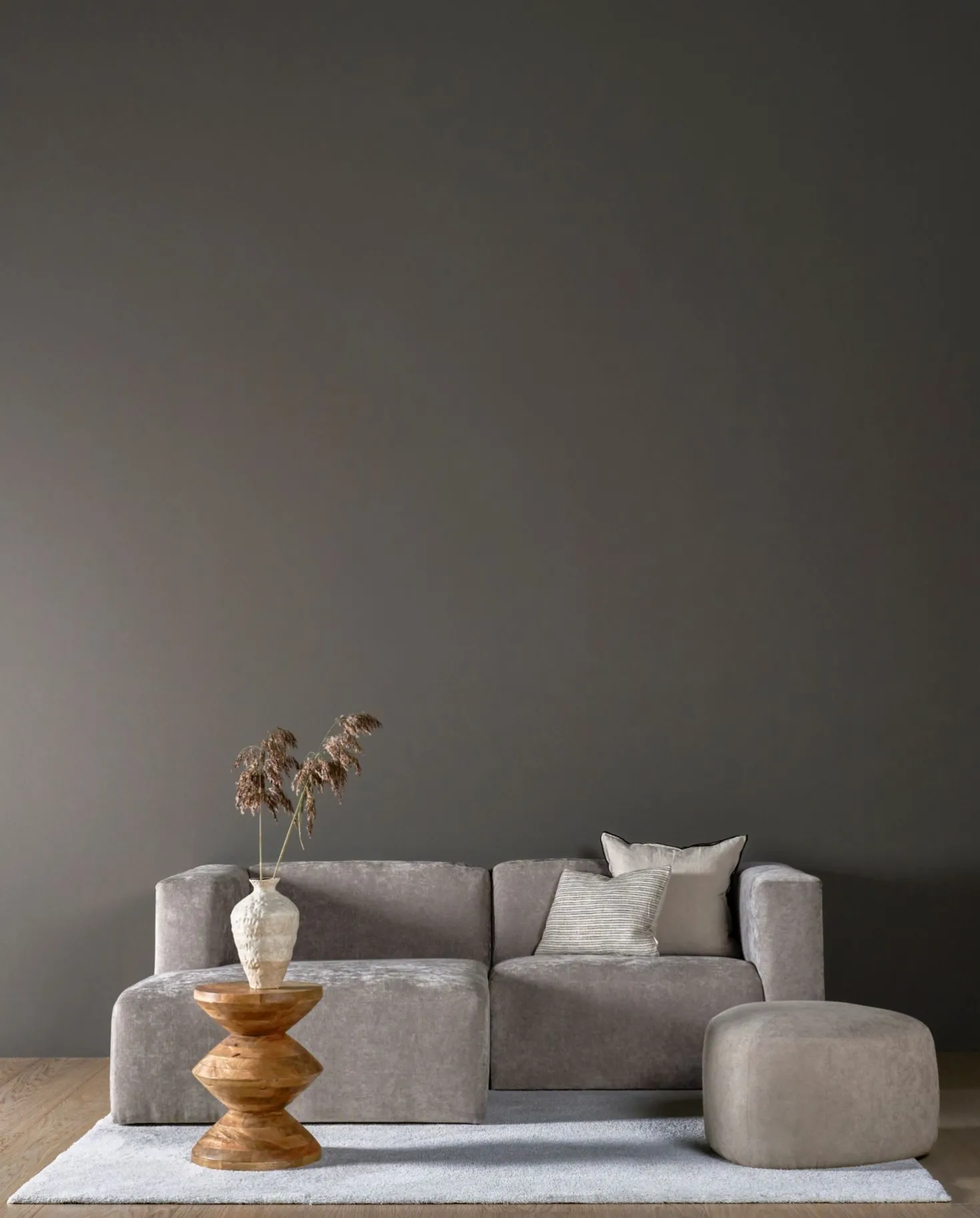 Modul schäslong vänster grå - 114x154x73 cm