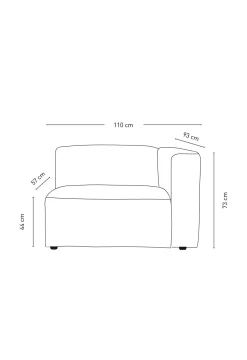 Modul 1,5-sits armstöd höger grå - 110x93x73 cm