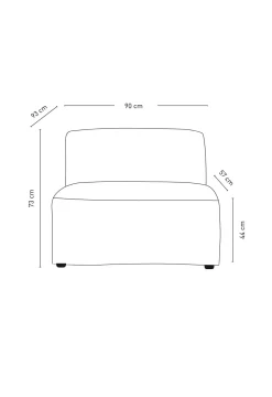 Modul 1,5-sits utan armstöd grå - 90x93x73 cm