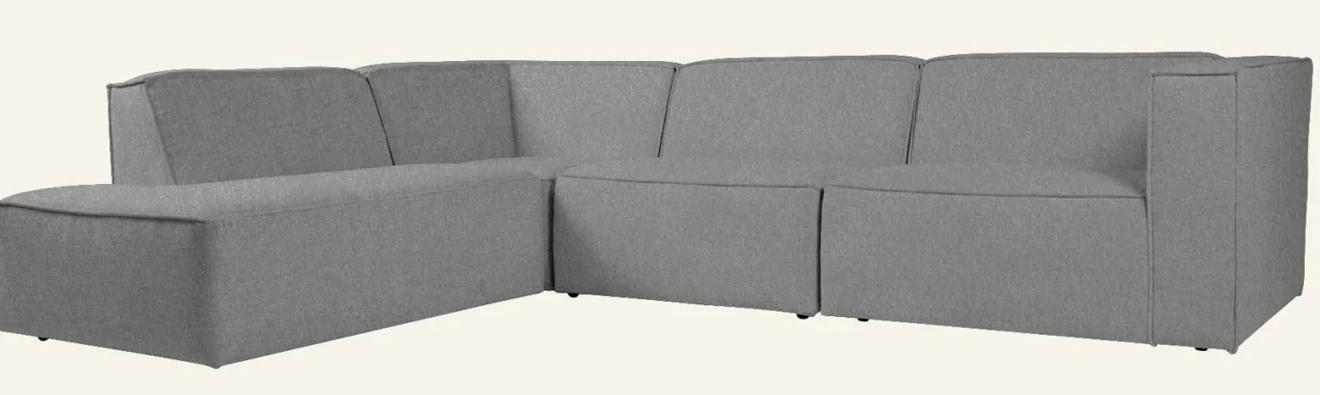 Modulsoffa 4 delar öppen ände vänster grå - 293x227x73 cm