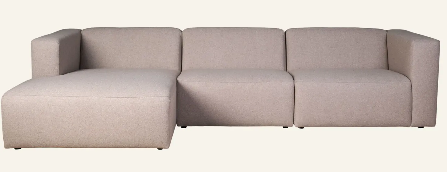 Modulsoffa 3 delar schäslong vänster beige - 314x154x73 cm