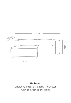Modulsoffa 2 delar schäslong vänster natur - 224x154x73 cm