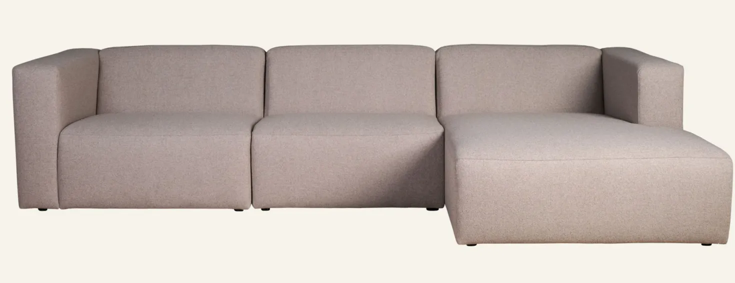 Modulsoffa 3 delar schäslong höger beige - 314x154x73 cm