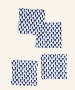 4-pack glasunderlägg blå - 10x10 cm