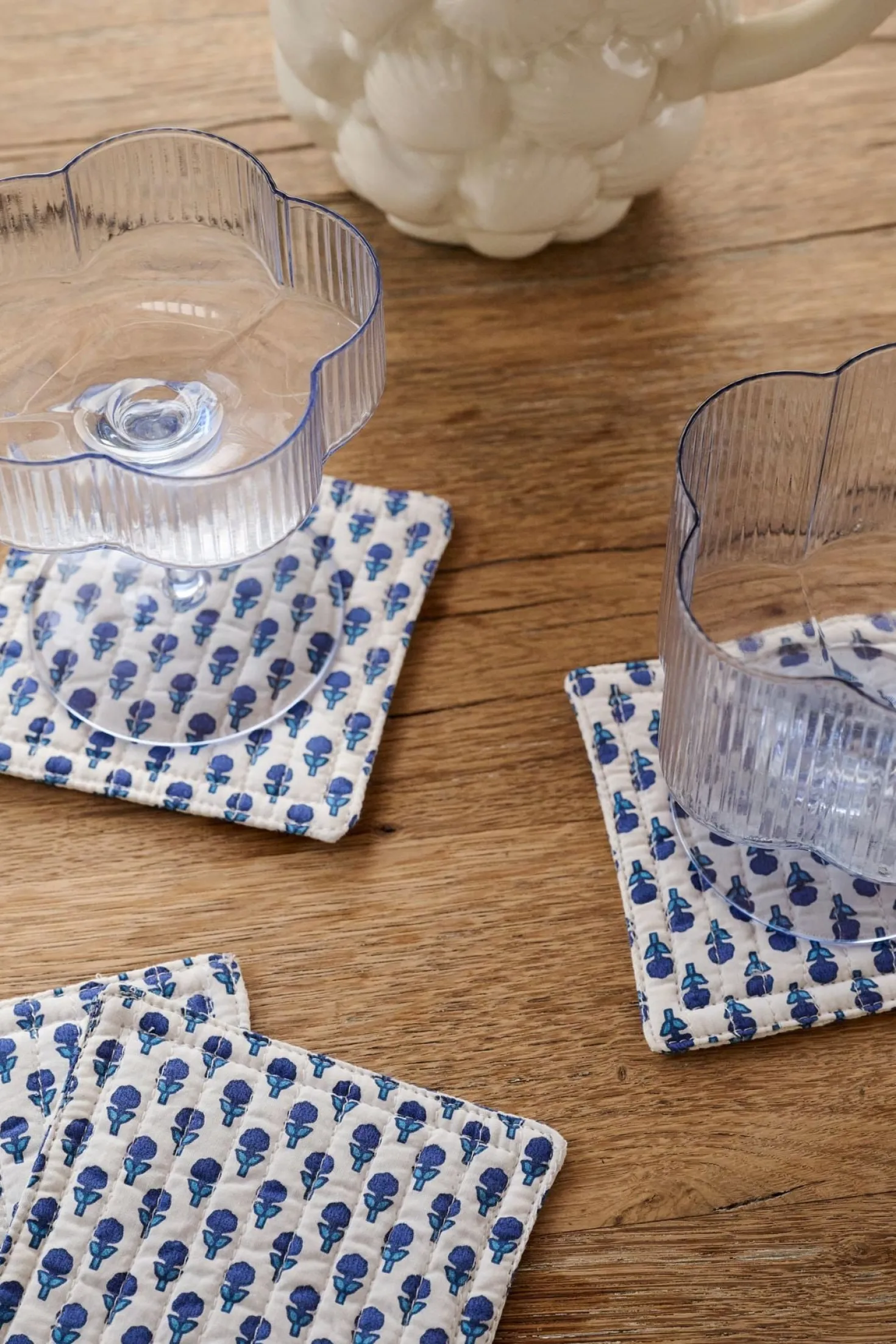 4-pack glasunderlägg blå - 10x10 cm