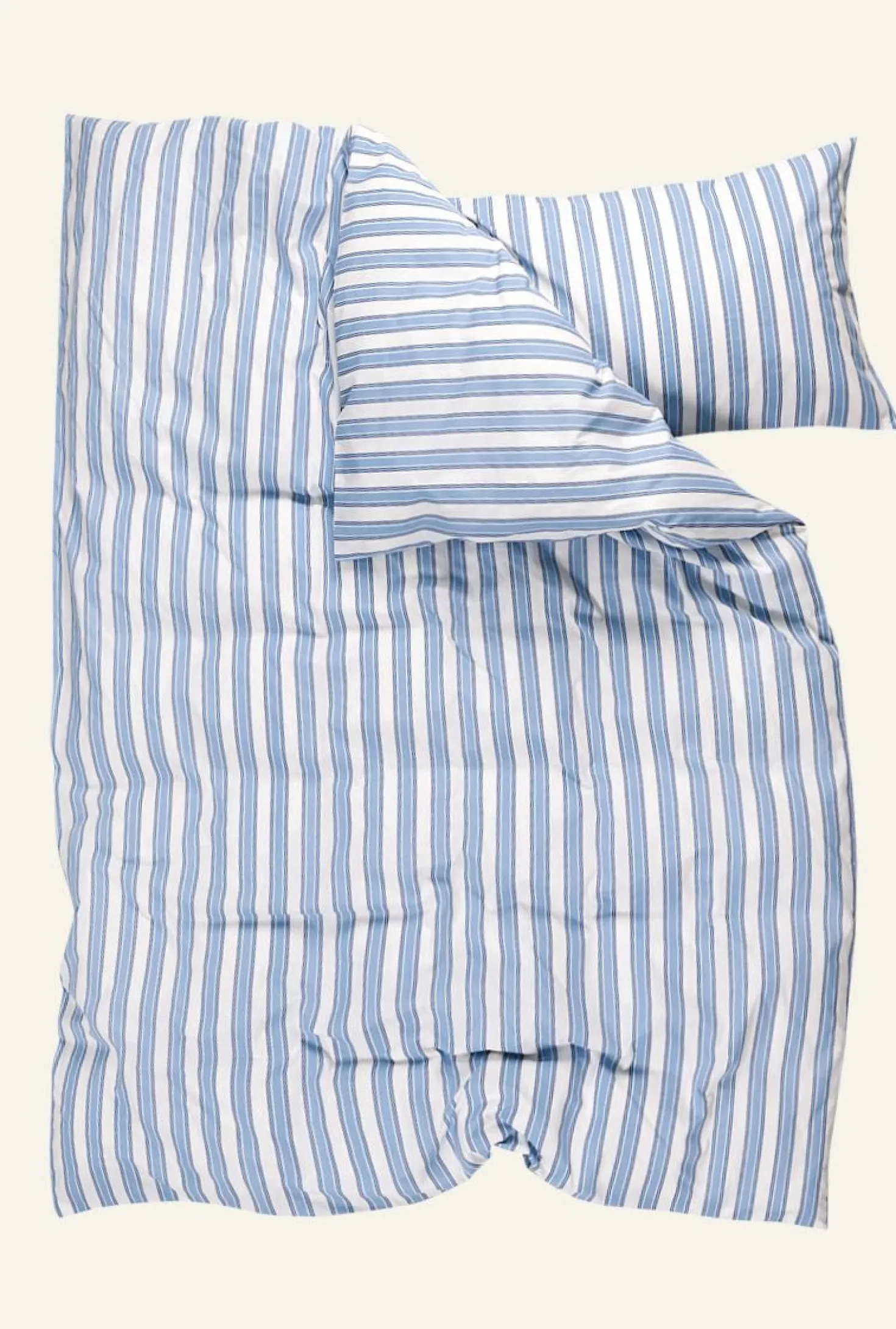 Påslakanset i bomull blå - 150x210 cm