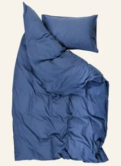 Påslakanset i bomull denimblå - 150x210 cm/50x60 cm