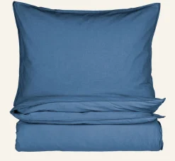 Påslakanset i bomull denimblå - 150x210 cm/50x60 cm