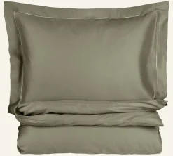 Påslakanset i egyptisk bomull satin olivgrön - 150x210 cm/50x60 cm