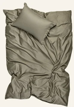 Påslakanset i egyptisk bomull satin olivgrön - 150x210 cm/50x60 cm