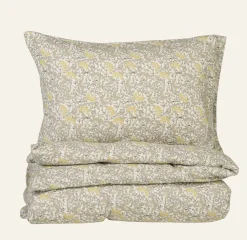 Påslakanset i flanell multi/gul - 150x210 cm/50x60 cm