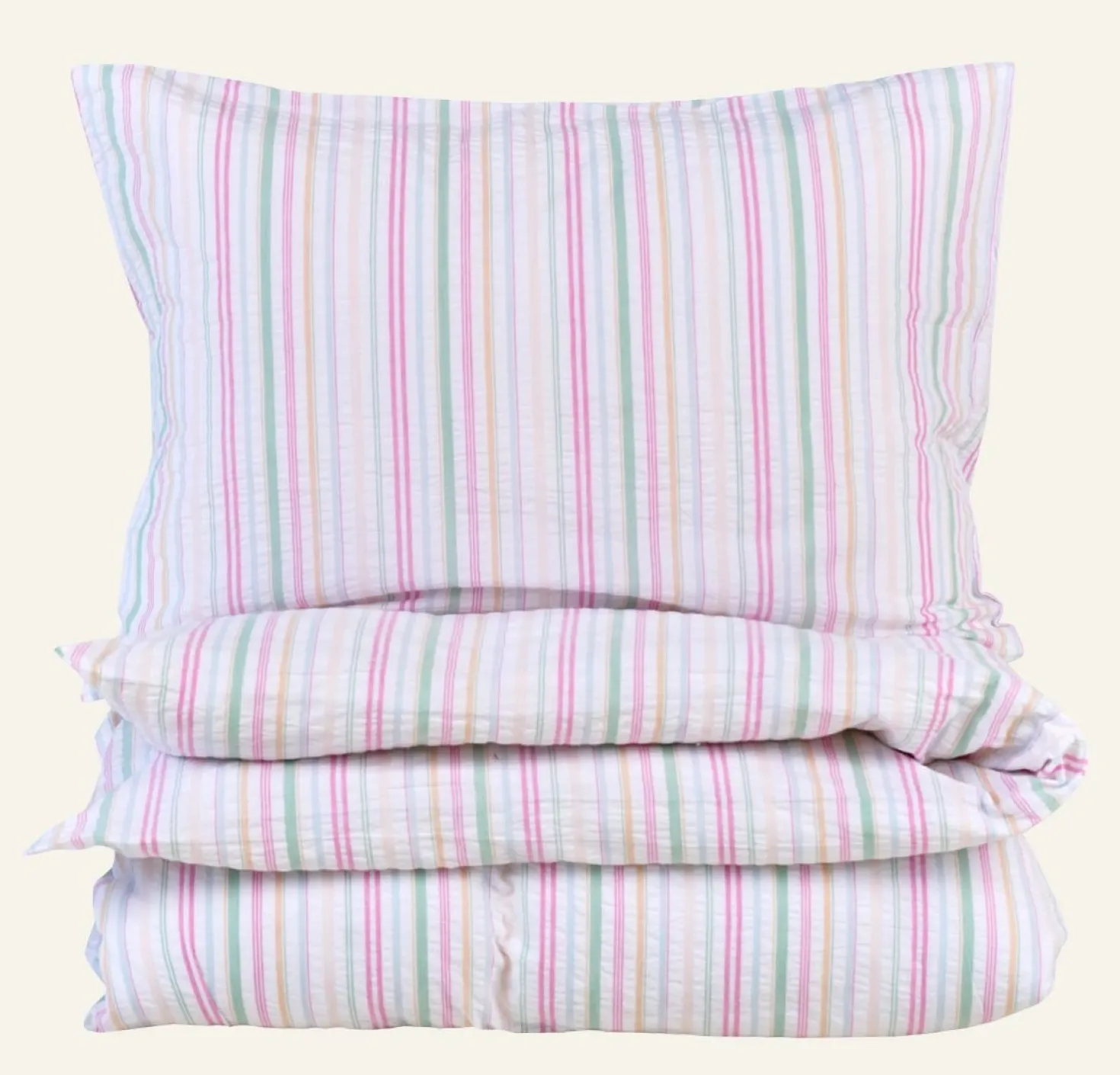 Påslakanset i garnfärgad bäckebölja multi - 150x210 cm