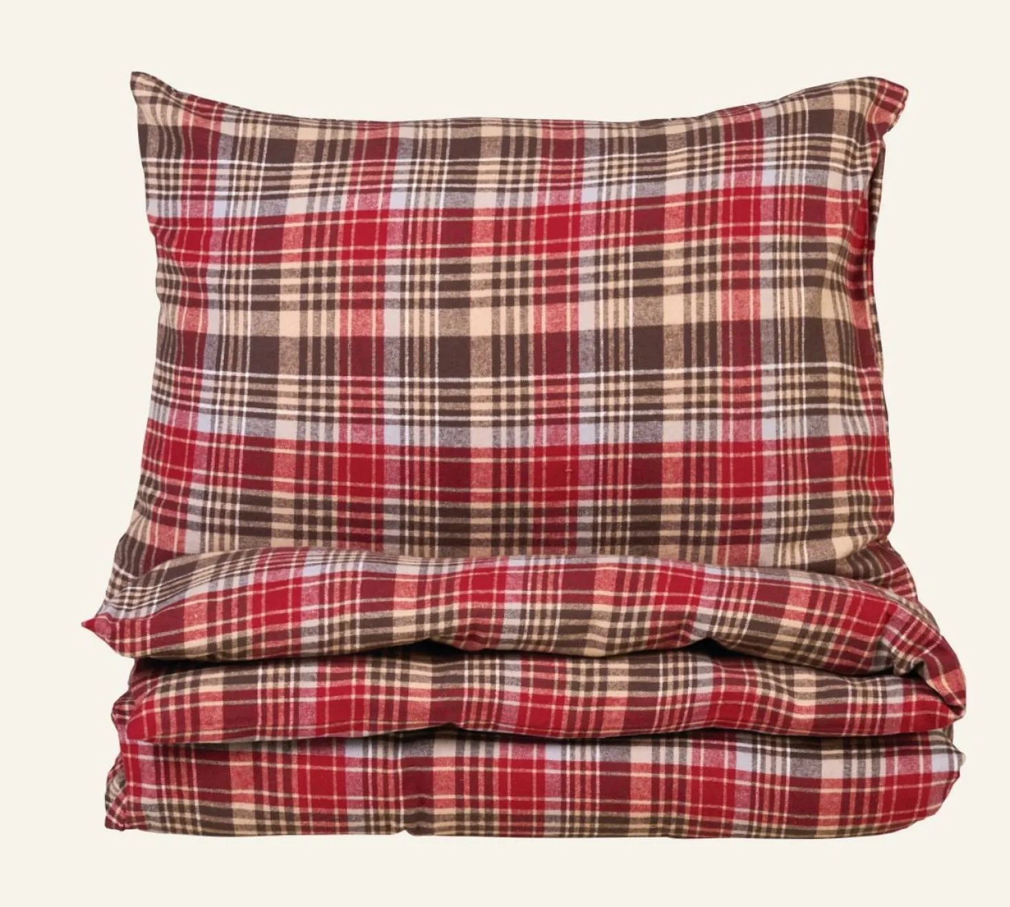 Påslakanset i garnfärgad flanell multi - 150x210 cm