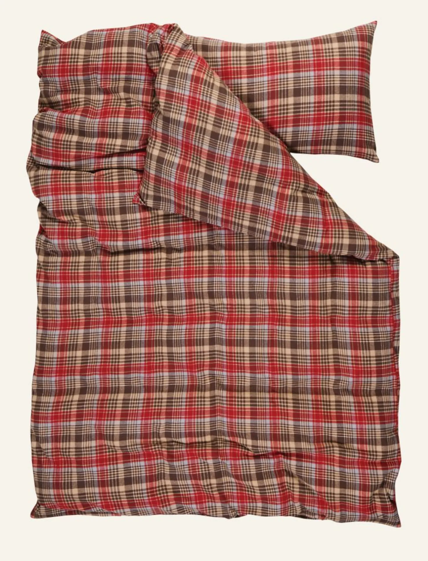 Påslakanset i garnfärgad flanell multi - 150x210 cm