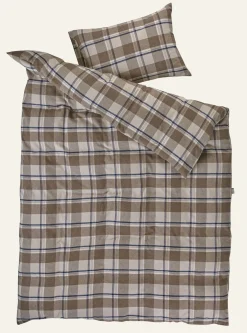 Påslakanset i garnfärgad flanell multi/brun - 150x210 cm