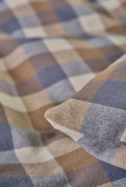 Påslakanset i garnfärgad flanell multi/brun - 230x220 cm