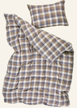 Påslakanset i garnfärgad flanell multi/brun - 230x220 cm