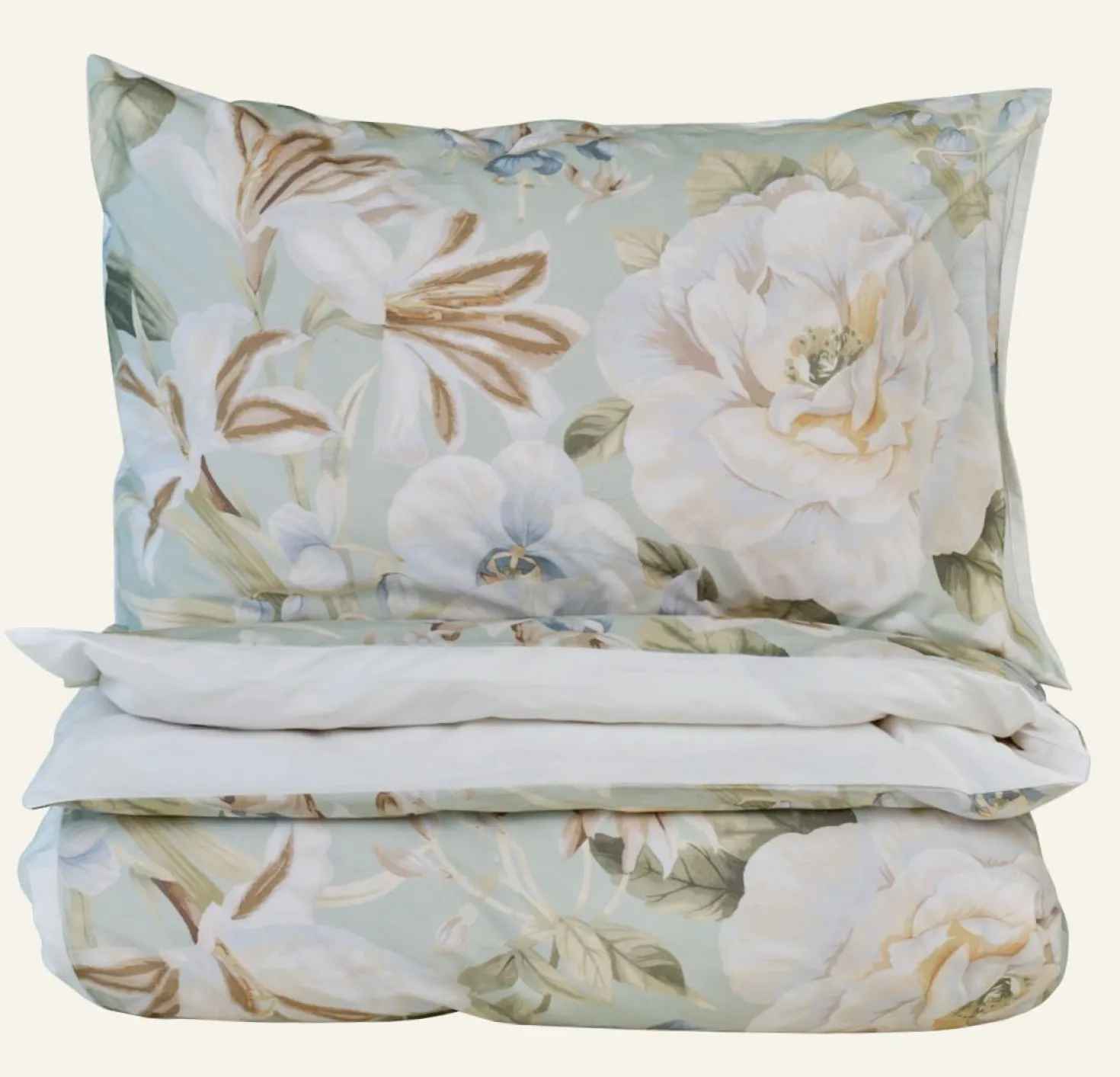 Påslakanset i percale multi/grön - 150x210 cm/50x60 cm