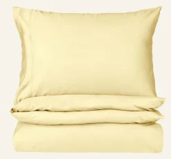 Påslakanset i satin ljusgul - 150x210 cm