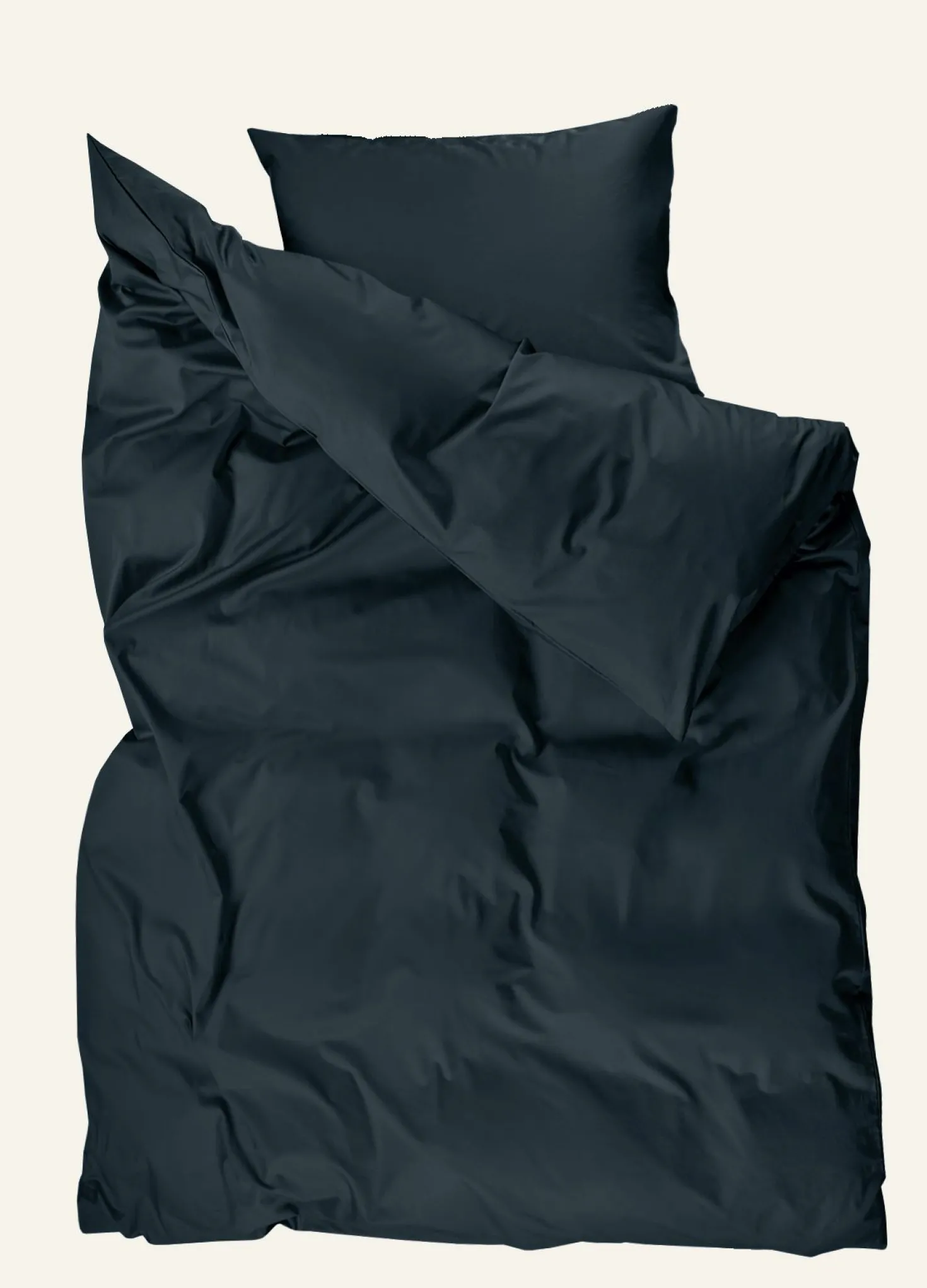 Påslakanset i satin mörkblå - 150x210 cm