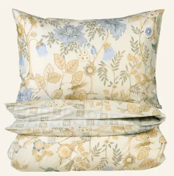 Påslakanset i satin multi/grön - 150x210 cm/50x60 cm