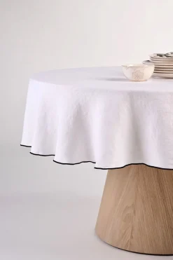 Rund linneduk vit - ø180