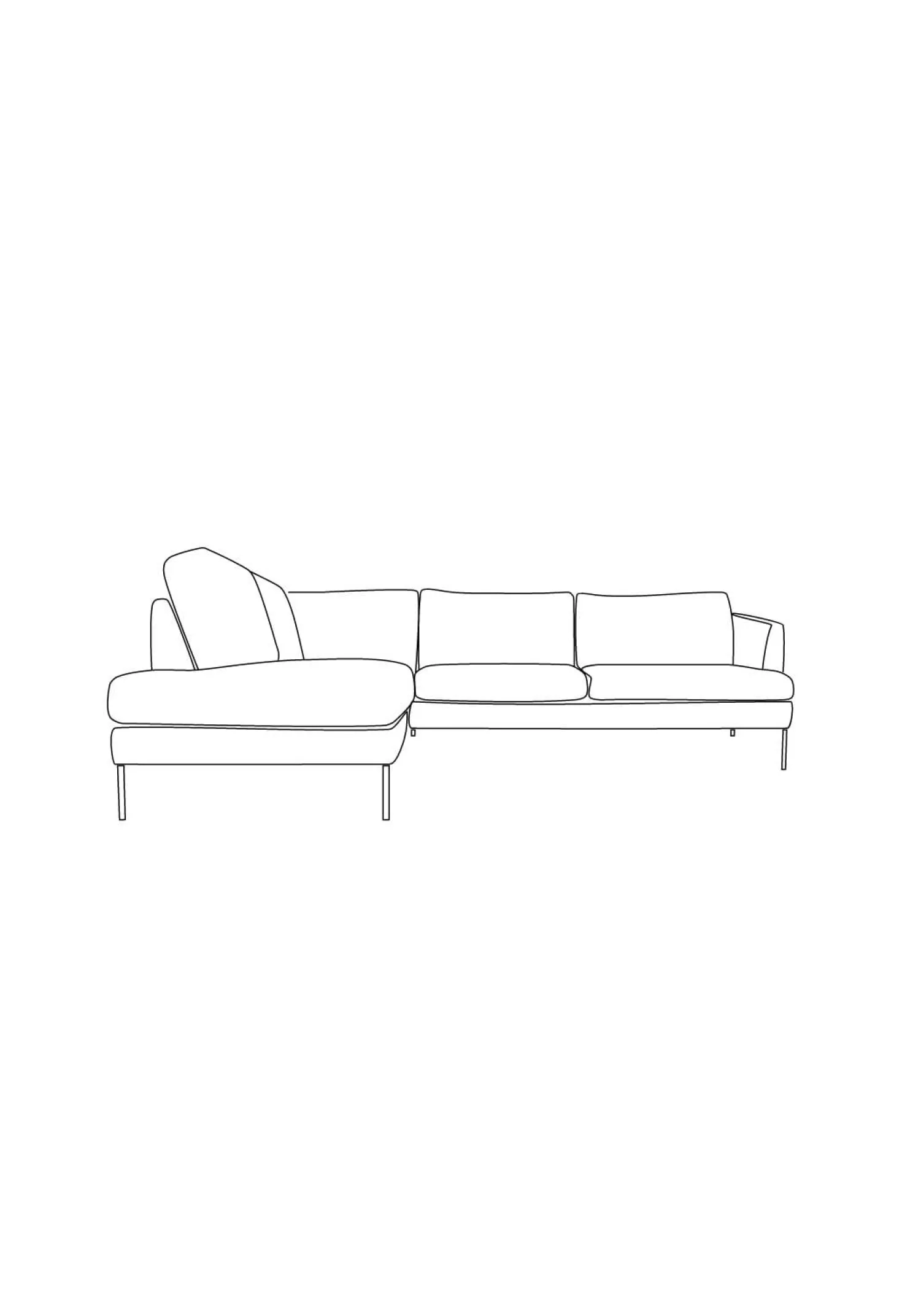 Soffa divan vänster grå - 269x220x80 cm
