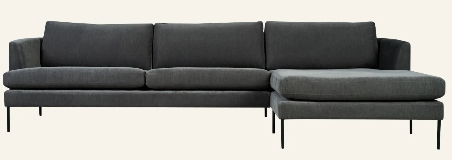 Soffa schäslong höger grå - 300x156x80 cm