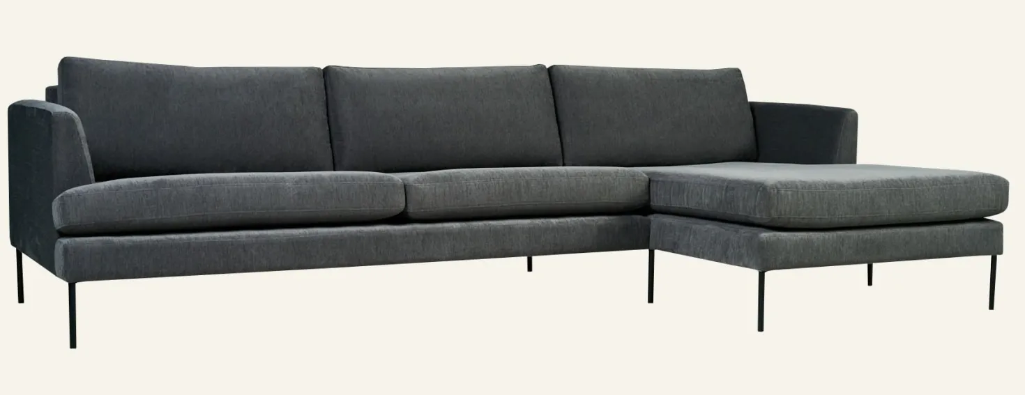 Soffa schäslong höger grå - 300x156x80 cm