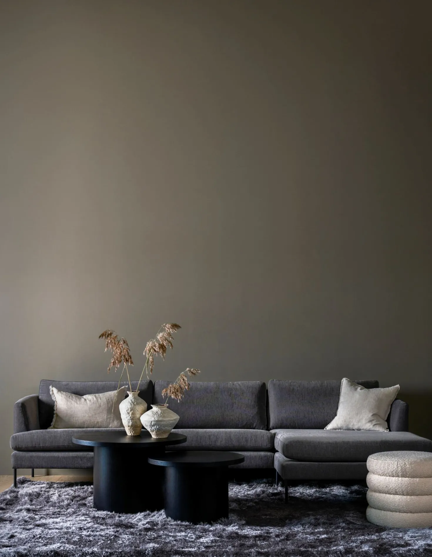 Soffa schäslong höger grå - 300x156x80 cm