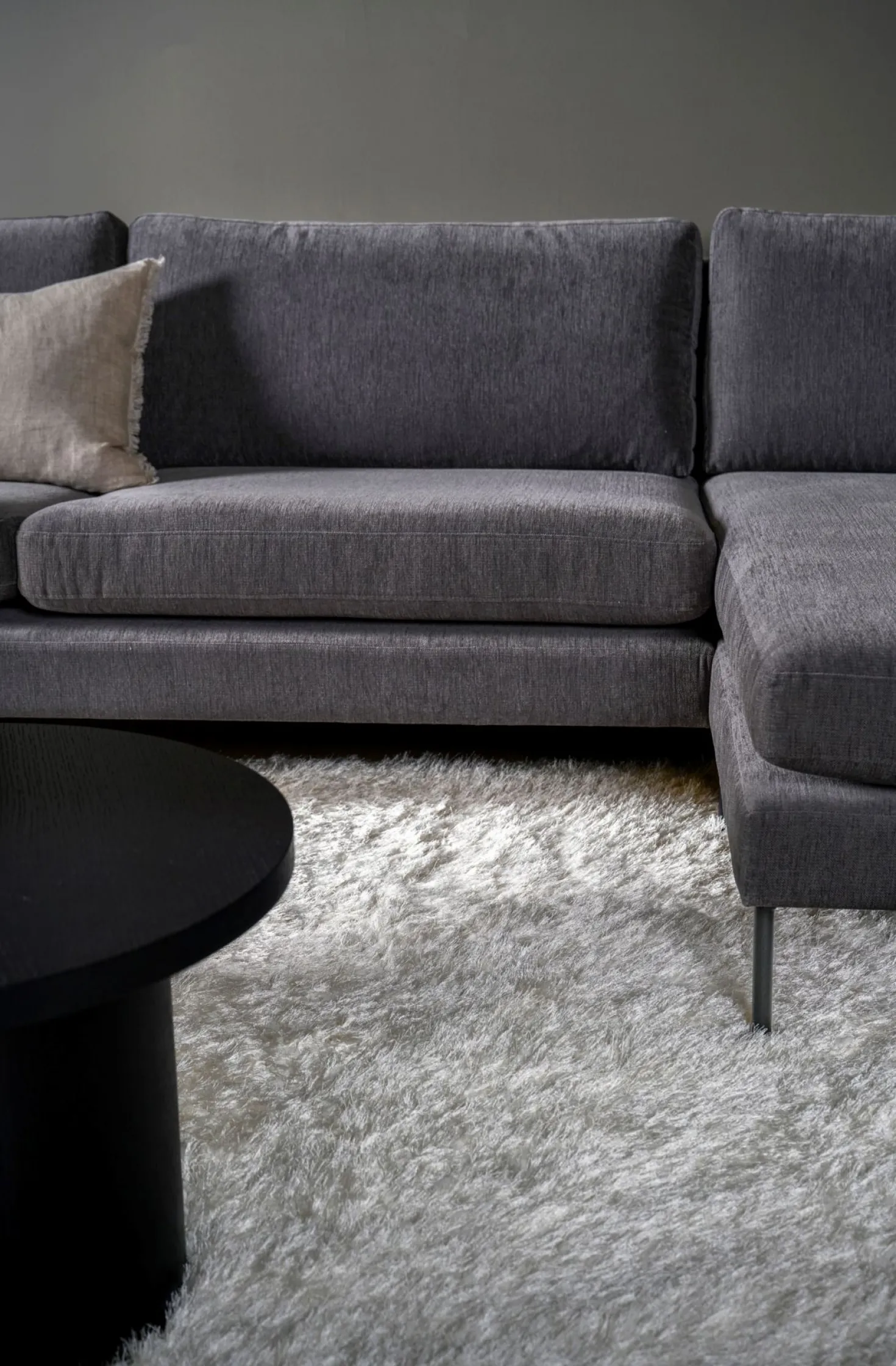 Soffa schäslong höger grå - 300x156x80 cm