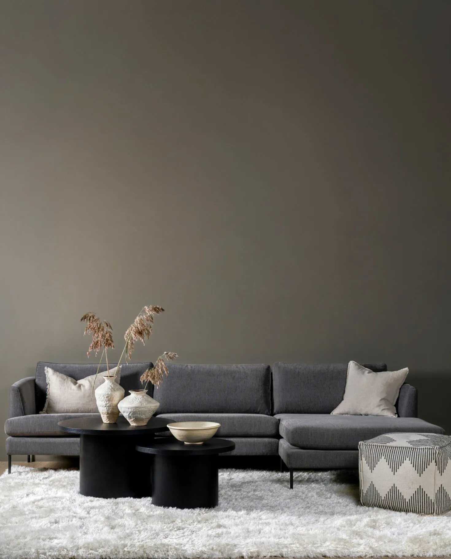 Soffa schäslong höger grå - 300x156x80 cm