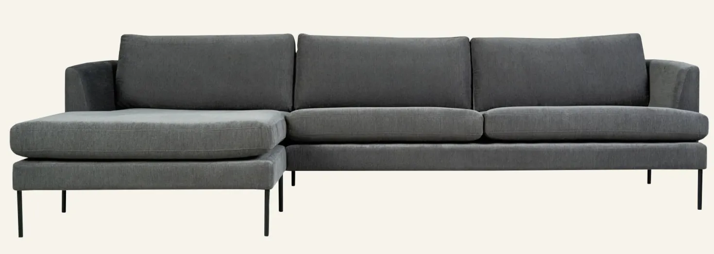 Soffa schäslong vänster grå - 300x156x80 cm
